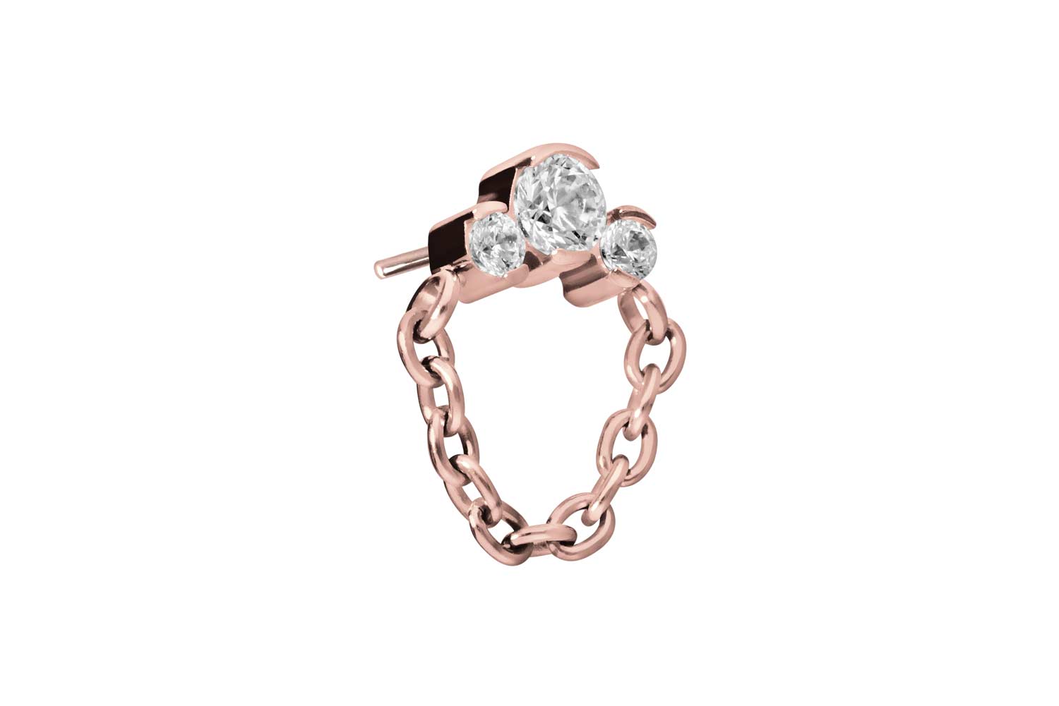 Titan Aufsatz mit Push Pin 3 EINGEFASSTE KRISTALLE + KETTE von Piercingline